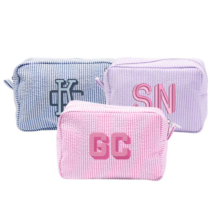 Monogrammed Seersucker Bags